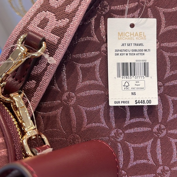 MICHAEL KORS Jet Set Travel Small Logo Jacquard Crossbody With Tech Attach - Picture 9 of 16
